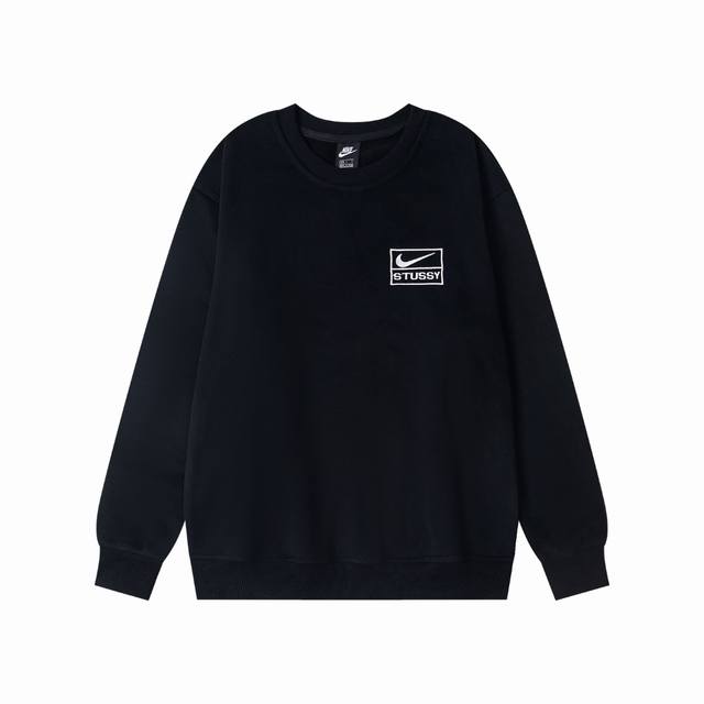 Xy8904# 重磅高品质 区别市场通货 斯图西 Nike X Stussy 联名款 Logo图案刺绣圆领套头卫衣 男女同款 颜色：黑色 灰色 尺码：S M L