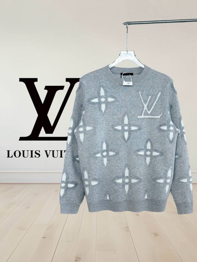 高版本] Louis Vuitton* 路易威登 立体凹凸蓝花四叶草，秋冬渠道限定新款，字母花卉立体提花针织，绝对的爆款单品！时尚潮流男女街拍的神器，这个蓝色真