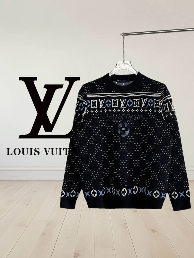 高品质] Louis Vuitton 路易威登新款立体勾绣字母工艺针织毛衣， 工艺繁琐里外不同颜色编织而成 间色条纹清晰。随便搭什么都时尚感倍佳 做工细节方面原