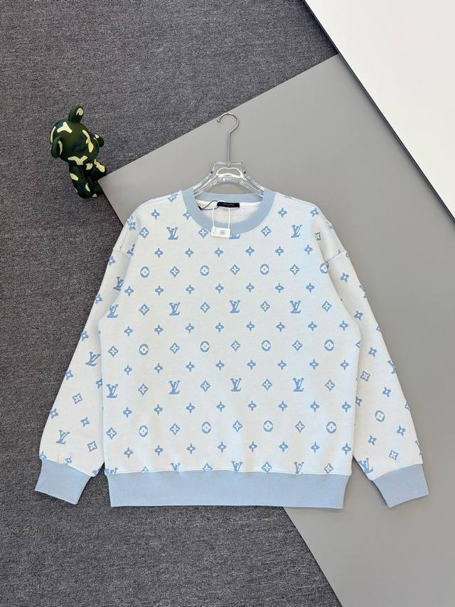 高版本] 路易威登 新款Lv500克健康棉采用满身烧花工艺情侣款圆领卫衣 呈现提花精纺图案′缔造精致设计感，完美符合最新系列风格的时尚理念，经典时尚提花风靡全球