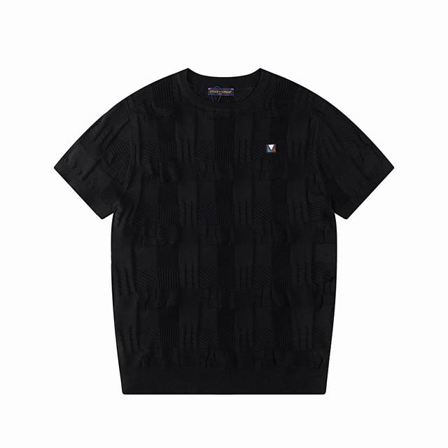 Louis Vuitton 路易威登 老花棋盘方格 独家定制，灵感源自八十年代复古 原版面料 官方同款 圆领套头针织衫短袖T恤 定制手感非常舒服 春夏最新砖柜同