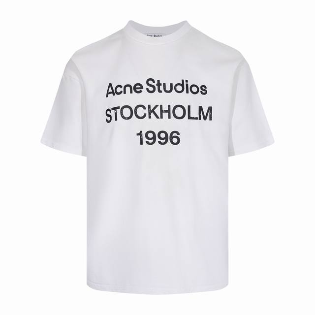 款号 Ac08# Acne Studios Ss25 Logo字母数字印花磨破喷马骝圆领短袖T恤 男女同款 颜色 ： 黑色 白色 粉色 尺码 ： S M L X
