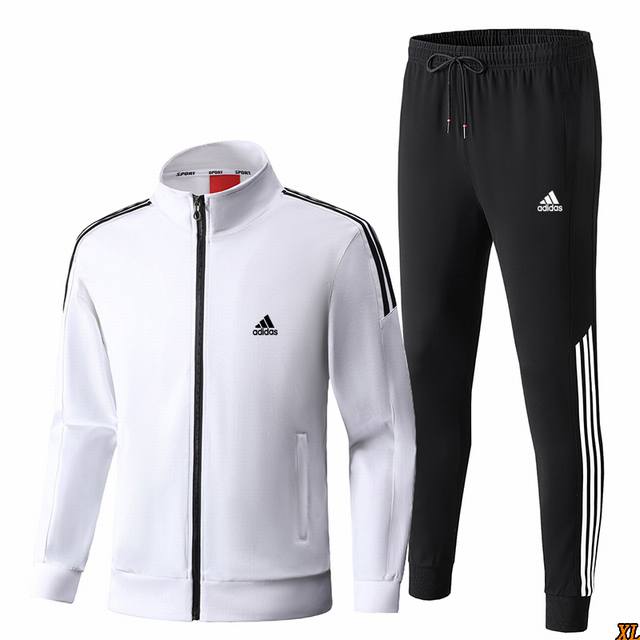 阿迪达斯 独家实拍上新秋季高品质三条杠运动休闲套装跑步立领开衫卫衣三条杠长裤运动服两件套，本季主打，货源充足，放心主推，高端品质，经典设计，做工出色，经典百搭，