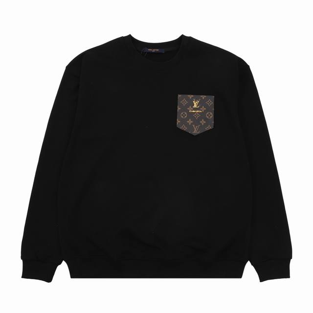 Louis Vuitton 路易威登 中古老花皮标贴饰情侣款棉质卫衣 Size：S-L