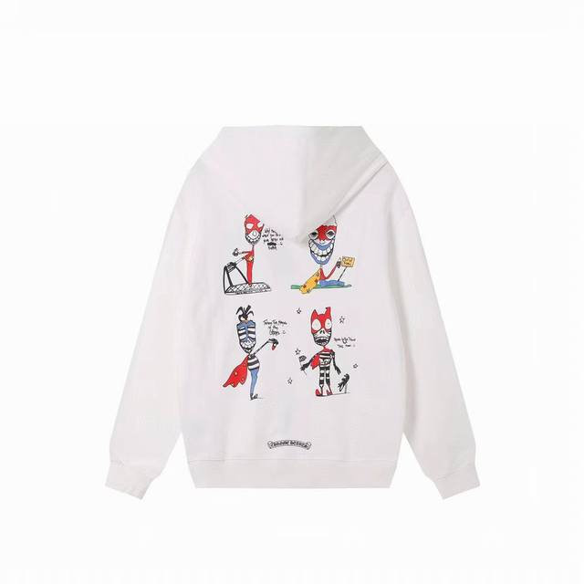 A～8 克罗心连帽卫衣拉链外套男女同款。釆用420克毛圈纯棉面料。定制五金拉链。黑白S-Xl