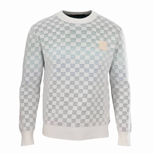 Louis Vuitton Lv 渐变满印针织圆领毛衣 正品9939购入，采用60支双股棉纱毛料，采用德国进口 Soto 14针织机，毛料提花，进口刺绣，毛料酵