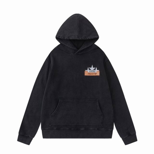 7192# ,Amiri星星烫钻做旧洗水Logo,颜色：黑色，尺码：S M L Xl