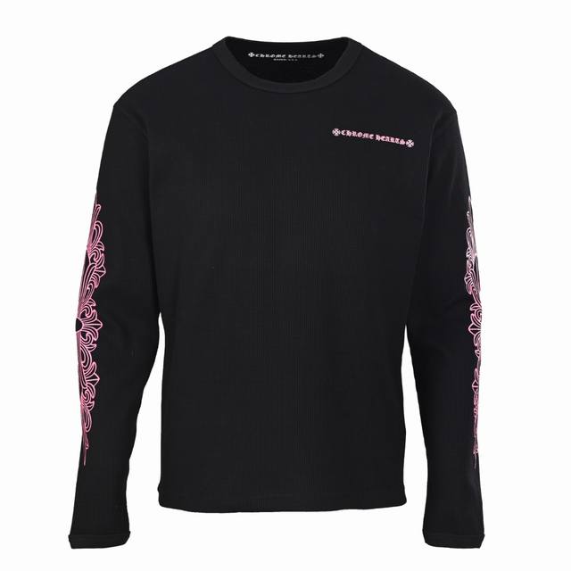 Chrome Hearts克罗心Ch 后背粉印梵文华夫格长袖T恤 原版杭州国专18000购入，面料采用 克全棉华夫格材质，印花采用白墨烫画工艺，片裁+成衣印花