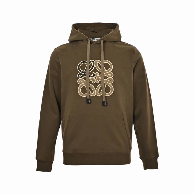 Loewe 罗意威 25Fw 立体压胶Logo连帽卫衣 25秋冬罗意威昂跑系列新款外套，采用高克重纯棉面料，布面干净，下摆和袖口采用双层立体螺纹设计防风又保暖，