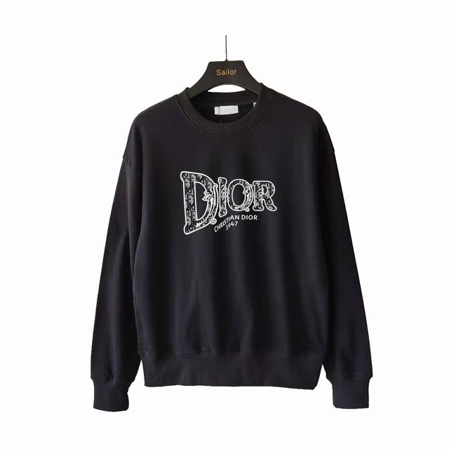 实拍细节图+尺码表 Dior迪奥新款胸前满印字母硅胶烫卫衣 定制水洗 主标 辅料齐全 超复杂工艺 立体裂纹印花 营造出割裂感的效果 原版宽松版型 甄选320克纯