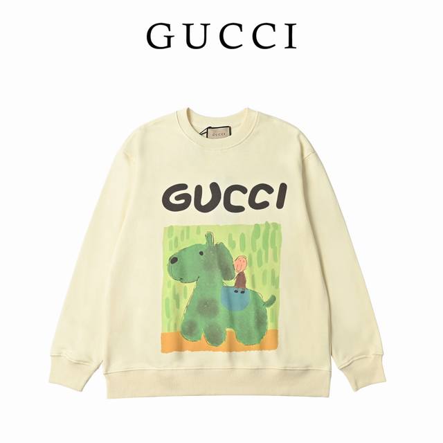 绿恐龙卫衣 Size: Gucci新品！秋冬系列高克重卫衣 选用客供定制针织 %纯棉面打造,面料手感细腻，厚实有质感的纯棉布 高密度的机织工艺，如棉絮般柔紧致舒