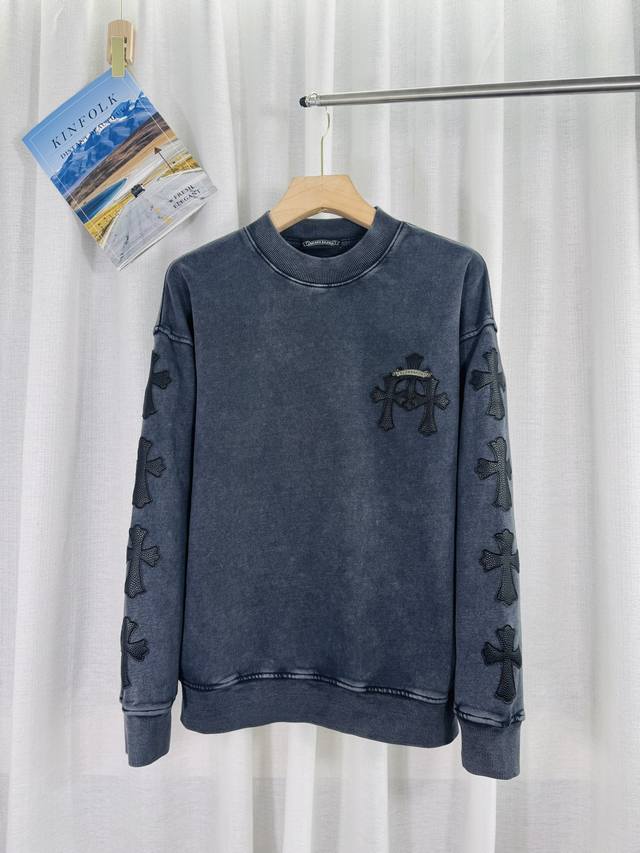 顶级版本，实拍无P，区别市场通货 克罗心2025洗水贴皮刺绣秋冬新款原单专柜美式激光烧花3D立体彩绣情侣休闲卫衣 最高版本！定制面料420克牛肚毛圈面料！美式酸