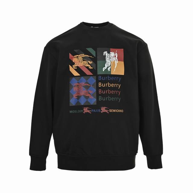 Burberry 巴宝莉 25Ss 方块战马印花短袖 420克重纯棉面料毛圈底定制32支2*2螺纹 成衣两遍水洗处理 面料舒适亲肤无异感 定制定染面料 纺织密度