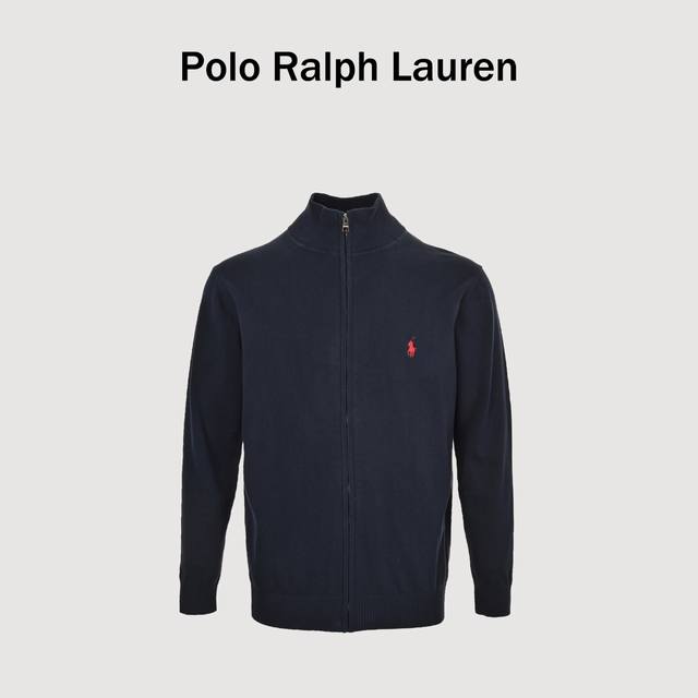 Ralph Lauren 拉夫劳伦Rl胸前经典战马Logo刺绣 拉链针织毛衣开衫外套 天冷叠穿作为内搭也非常好看 胸口高密度Logo刺绣，吊牌辅料原版定制。采用