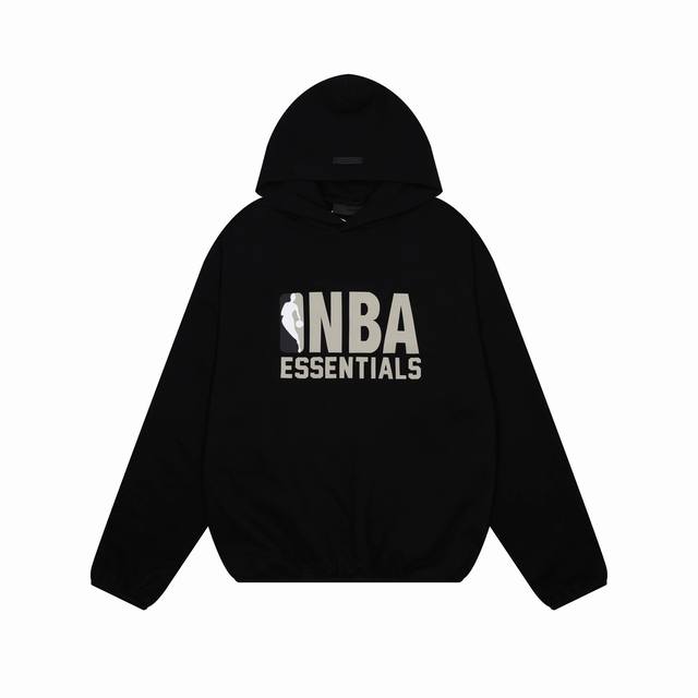 Fear Of God Essentials X Nba 联名款 Nba Hoodie 连帽套头舒适宽松落肩长袖美式重磅卫衣 男女同款 黑色、灰色 ：S-Xl