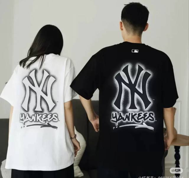 256# 韩国Mlb短袖专柜正品25春夏新款背后大标百搭透气休闲男女半袖T恤 黑色 、白色 S-Xl