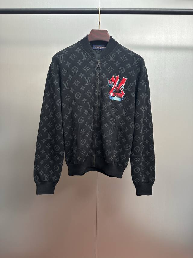 Louis Vuitton 路易威登新款Lv涂鸦提花棉针织拉链夹克 颜色：黑色 Size：Xs S M L
