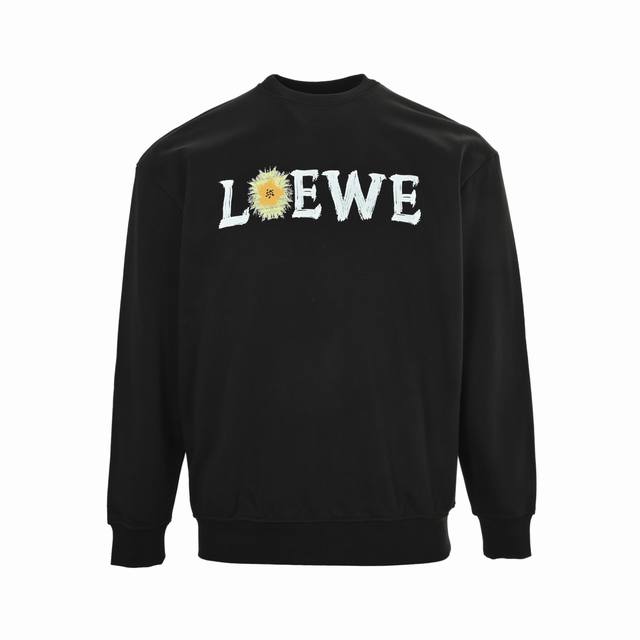 Loewe 罗意威 25Fw 雏菊徽标印花圆领卫衣 420克重纯棉面料毛圈底定制32支2*2螺纹 成衣两遍水洗处理 面料舒适亲肤无异感 定制定染面料 纺织密度高