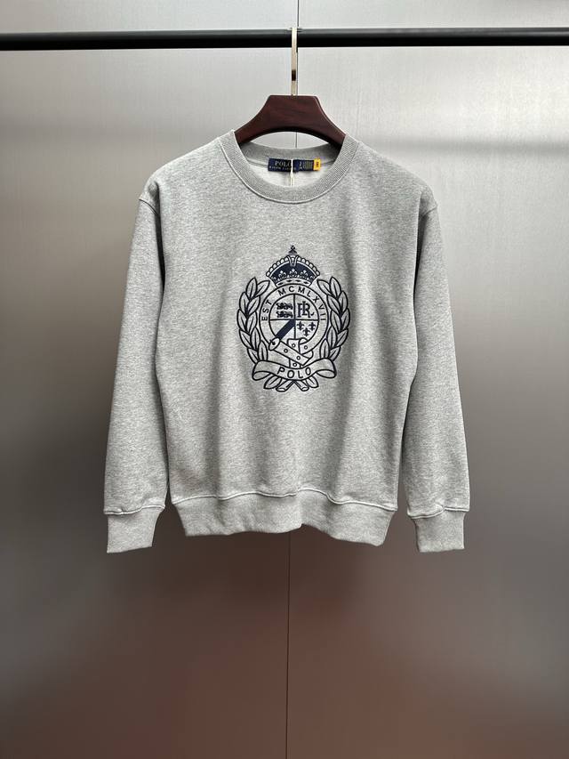 Ralphlauren 拉夫劳伦2025秋冬新款毛圈卫衣薇章图案刺绣Logo 拉夫劳伦减龄单品，大衣面料采用60%棉40%涤，既保留了棉质的柔软舒适与透气性，又