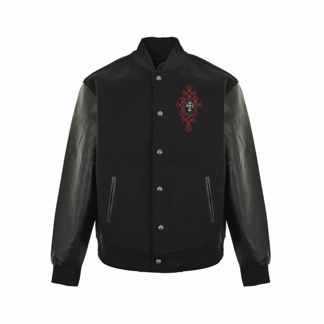 Chrome Hearts 克罗心 马蹄十字架刺绣棒球服外套 男女同款 新品热度出货 原版定制毛呢面料 具有一点厚度 早春天气上身还是很好的 进口拼接Pu皮袖 Chrome Hearts 克罗心 马蹄十字架刺绣棒球服外套 男女同款 新品热度出货 原版定制毛呢面料 具有一点厚度 早春天气上身还是很好的 进口拼接Pu皮袖