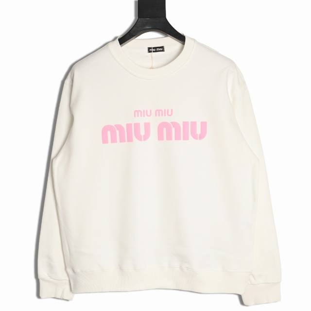 Miumiu 缪缪 25Fw 发泡字母圆领卫衣 480G高级精梳棉面料 专柜领标 代购级白色厚板吊牌 原版吊粒 前后都是立体发泡印花 层次感很强 男女同款 情侣