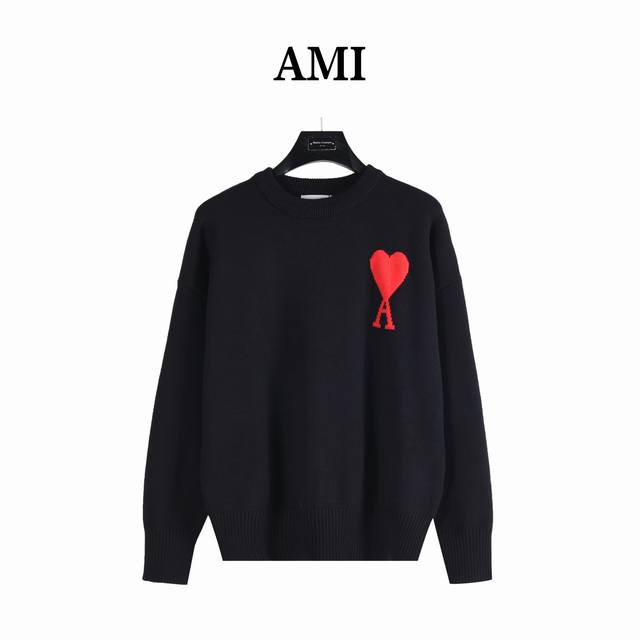 Ami 艾米 24Fw 刺绣爱心微标毛衣 面料纱线：原版定制 美丽诺羊毛15％，85%精梳棉混纺，不是市面垃圾包芯纱，手感柔软舒适光滑抗起球不掉色。 提花：前胸