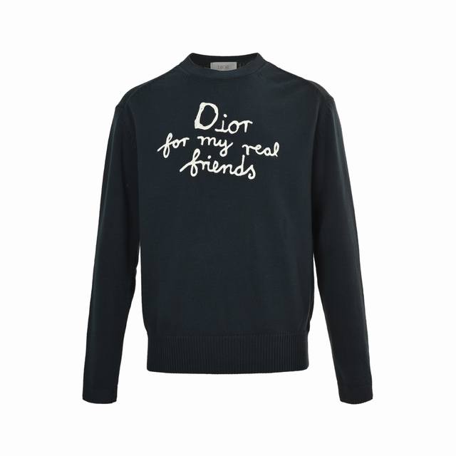 Dior 迪奥 25Fw 字母刺绣圆领毛衣 定制优选棉锦羊毛精混针织面料 质感十足 字母刺绣采用毛巾绣工艺 曲型螺纹针织方式 成衣洗水加软去味工艺 对衣物进行深