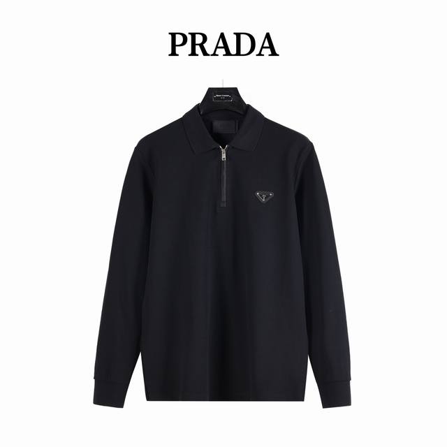 Prada 普拉达 半拉链翻领长袖Polo衫 采用定制面料。添加杜邦公司Sorona 索罗娜 材料，亲肤性好、长效抗菌、防螨，更耐洗，棉线经过反复处理，移除劣质