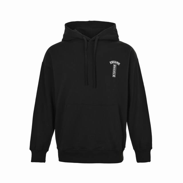 Chrome Hearts 克罗心 25Fw 经典梵文字母Logo绣花连帽卫衣 定织定染480G平纹面料 内里抓绒 洗水后差不多510G 非常硬挺厚实 肌理感是