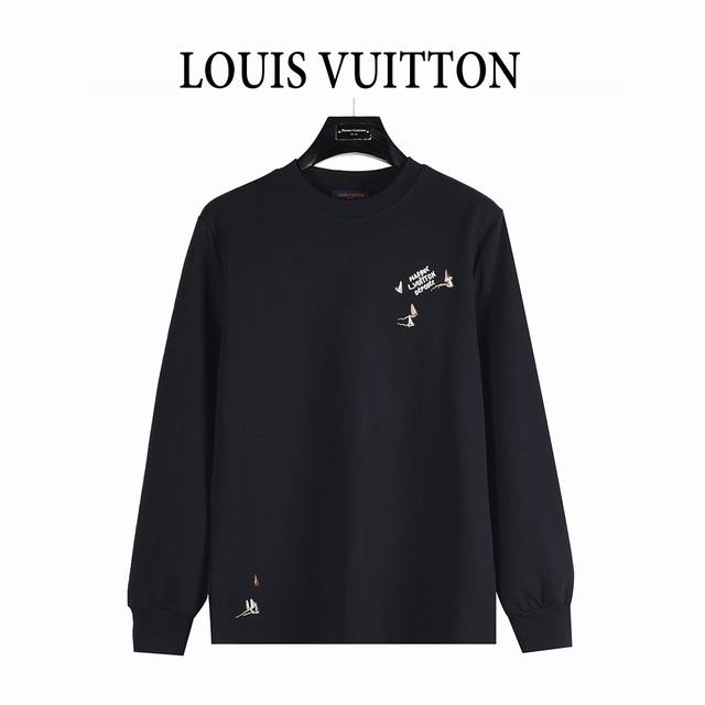 Louisvuitton 路易威登25Fw 帆船Logo刺绣长袖T恤 定织定染 水洗柔滑长绒棉、克重310克、最新专柜款，打底衫长袖 同款元素延续至背后的新款效