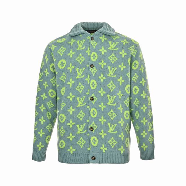 Louis Vuitton 路易威登 25Fw 满印老花提花毛衣开衫 德国进口斯托尔12针织造，Pa定制57支3股长绒棉，两根进线，领子7针粗旷造型，日本进口毛