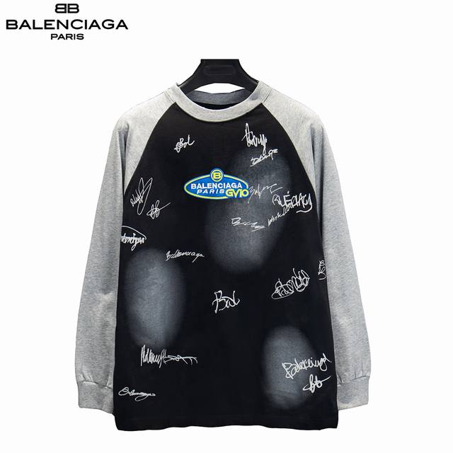Balenciaga 巴黎世家 25Fw 限定拼接长袖卫衣 采用 克重纯棉面料 进口针织针梳棉进行制作，厚度适中，有垂感又有轮廓型，上身就是一个舒适！！对微胖身