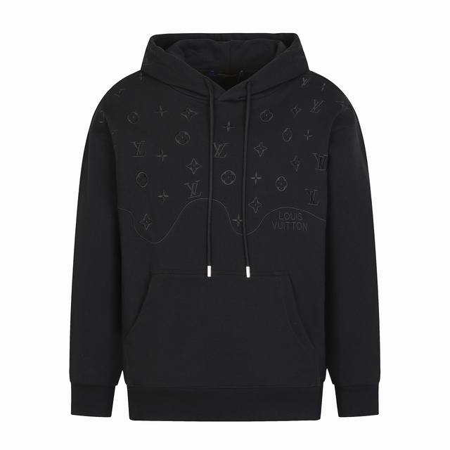 Louis Vuitton 25Ss胸前半身满花数码刺绣Logo连帽 重工艺 寄予一身打造 圆领男女同款！官网同步，纯棉面料！贴肤舒适，耐看又好穿，经典简约Lo