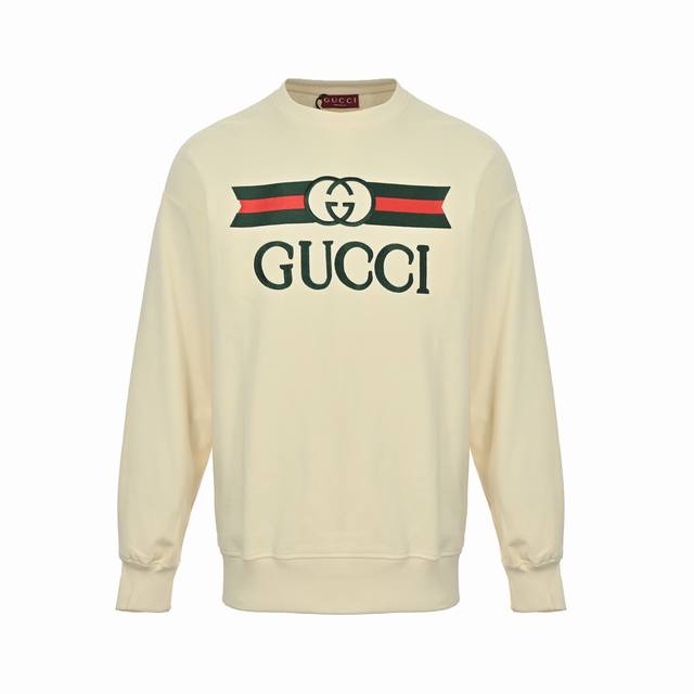 Gucci 古驰 红绿腰带Logo刺绣圆领卫衣 官方同步 高版本 高品质 时尚个性 百搭潮流 纯原品质 原版面料 吊牌 领标 水洗麦 三标齐全 颜色：杏色、黑色