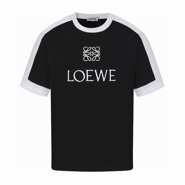 罗意威 Loewe 夏季新款，拼接织带刺绣字母圆领短袖T恤 穿起来舒适时髦%百搭，织带设计简直就是宝藏了，很高級，提高审美。搭配胸前Logo刺绣，夏日限定即视感