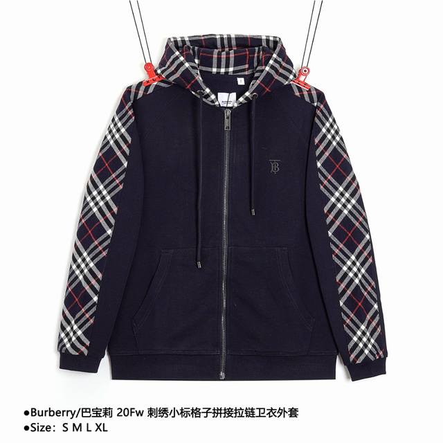 Burberry 巴宝莉 20Fw 刺绣小标格子拼接拉链卫衣外套 Size：S M L Xl 了解巴宝莉的忠实粉丝都很清楚，此款格子卫衣外套一直都是巴宝莉的王牌