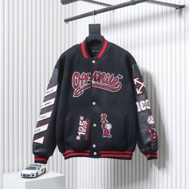 Off-White Ac米兰联名走秀款棒球服外套 订购原版开模 历时一个月终于出货了，简直太爱了 上身真的超级帅。抖音某博主讲今年Off.While 新出的会成