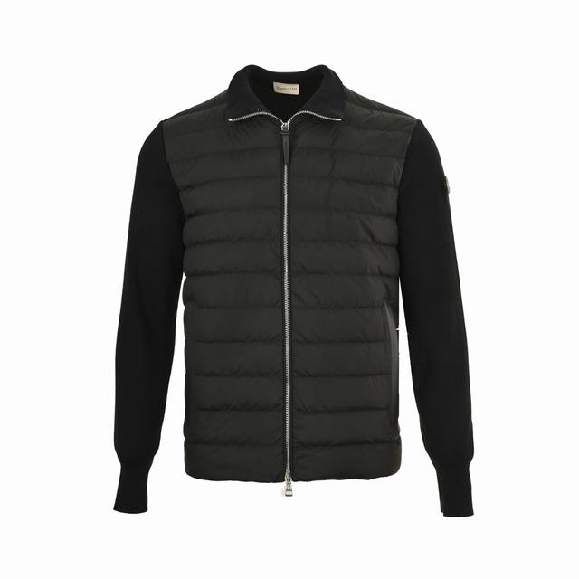 Moncler 蒙口 针织拼接轻薄羽绒服 秋冬新款羽绒拼接夹克 羽绒填充实穿性同时增加了拼接流行元素~短款版型 纯色系列高级感十足 黑色 白色 黑色 Size: