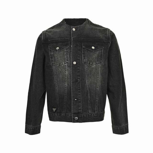 Prada 普拉达 经典纯色水洗圆领牛仔外套 正品7659购入，定染斜纹10*10牛仔面料，人工马骝，成衣洗褪，定制1：1三角标，定制1：1四合扣，定制1：1皮