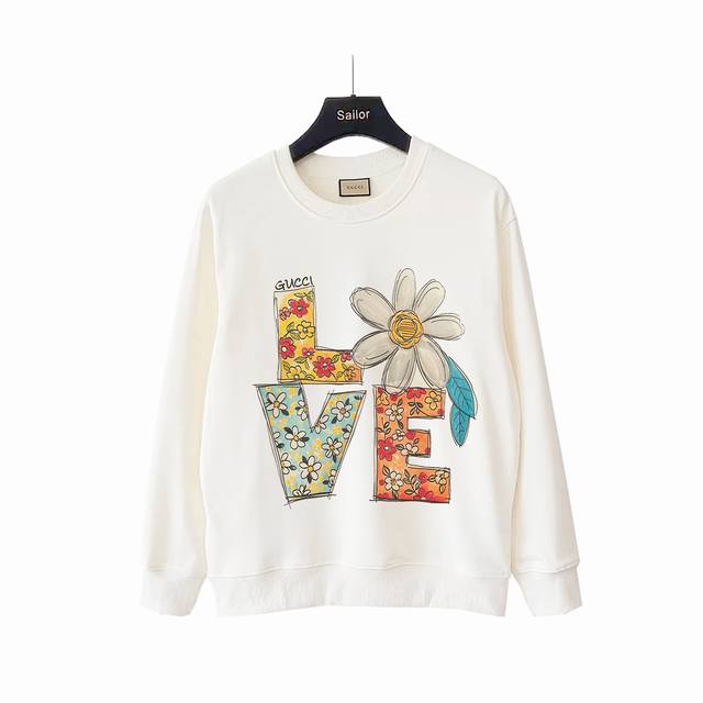 实拍细节图+尺码表 Gucci 古驰 春暖花开圆领卫衣 Gucci新品！秋冬系列高克重卫衣 选用客供定制针织100%纯棉面打造,面料手感细腻，厚实有质感的纯棉布