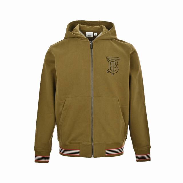 Burberry 巴宝莉 24Fw Tb刺绣条纹抓绒拉链连帽外套 采用500G磨毛面轻抓毛底面料 内里磨毛抓绒 面料厚实 手感柔软舒适 胸口经典Tb镂空Logo