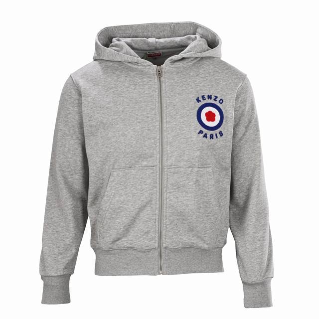 Kenzo高田贤三Kz 蓝色花朵拉链连帽卫衣 原版购入3299开发，410G全棉轻抓绒布料，布料厚重，版型立挺。前幅进口机高密榻榻米绣花，前幅开袋，还原原版工艺