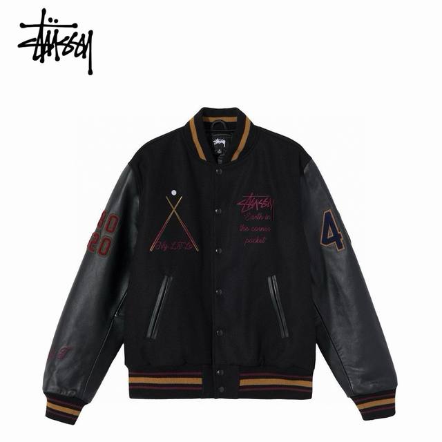 Stussy 斯图西 40周年限定黑8毛巾绣棒球服外套 Vibe风十足的一款棒球服 全新定制五金辅料 进口毛巾刺绣机 精细度完美随意对比！ Stussy作为最早