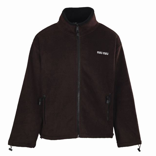 Miu Miu缪缪Mm 摇粒绒立领拉链夹克外套 正品18800购入开发，定制摇粒绒面料，进口刺绣，面料洗水，定制辅料，宽松版型 Size：S-Xl