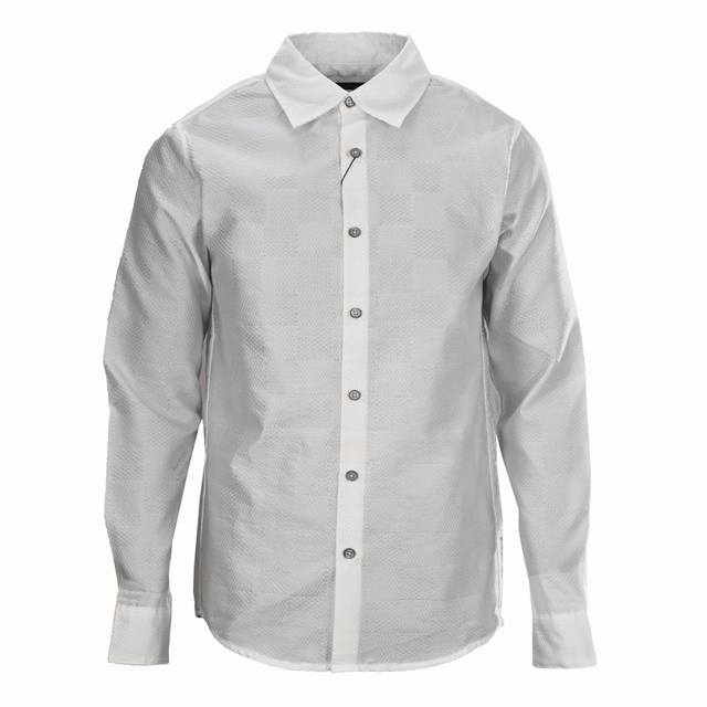 Louis Vuitton Lv 棋盘格暗纹提花长袖衬衫 正品7692购入开发，定制聚酯纤维提花面料，面料提花，手工包缝，定制1：1纽扣，定制1：1商标，合身版