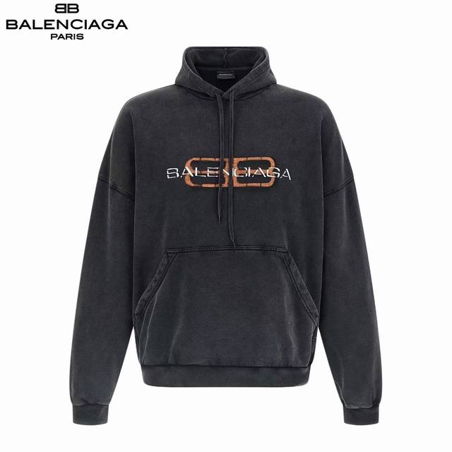 Balenciaga 巴黎世家 25Fw双色模糊印花水洗做旧卫衣 巴黎新Logo双色模糊印花洗水做旧连帽卫衣。砖柜同步.第一时间正品研制，欢迎对比！面料采用巴黎