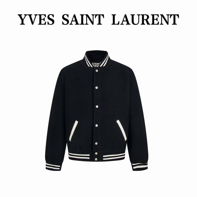 Saintlaurent 圣罗兰 真皮后背贴字棒球服外套 渠道精品 潮男潮女Zui爱的棒球服夹克 市场各级版本都有 细节你们一定要对比 最牛X的实力品控 细节精