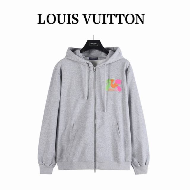 Louisvuitton 路易威登官网款幻彩刺绣拉链连帽外套 Louis Vuitton路易威登经典款 官网款采用500克纯棉毛圈面料 原版原标，重工刺绣久穿久