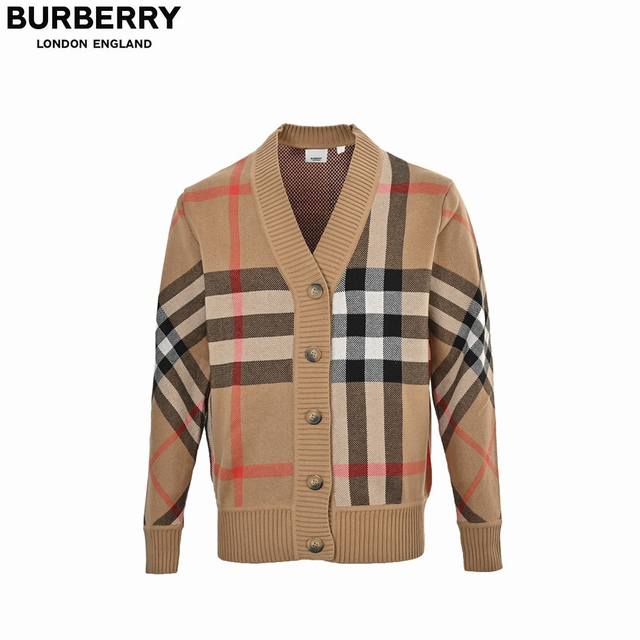 Burberry 巴宝莉 经典大格纹开衫毛衣 购入原版开模打造，采用51%聚酯纤维49%绵羊毛，面料手感超柔软细腻，克重800，全套定制辅料，细节决定成败。定制