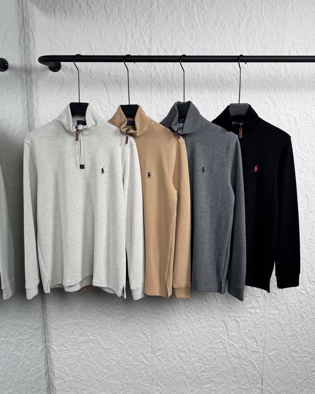 Ralph Lauren拉夫劳伦刺绣小马标半拉链高领长袖针织卫衣 男女同款，情侣穿搭秋季新款半拉链卫衣来喽！今年真的超流行这种卫衣，比连帽卫衣还要火。拉开拉链可